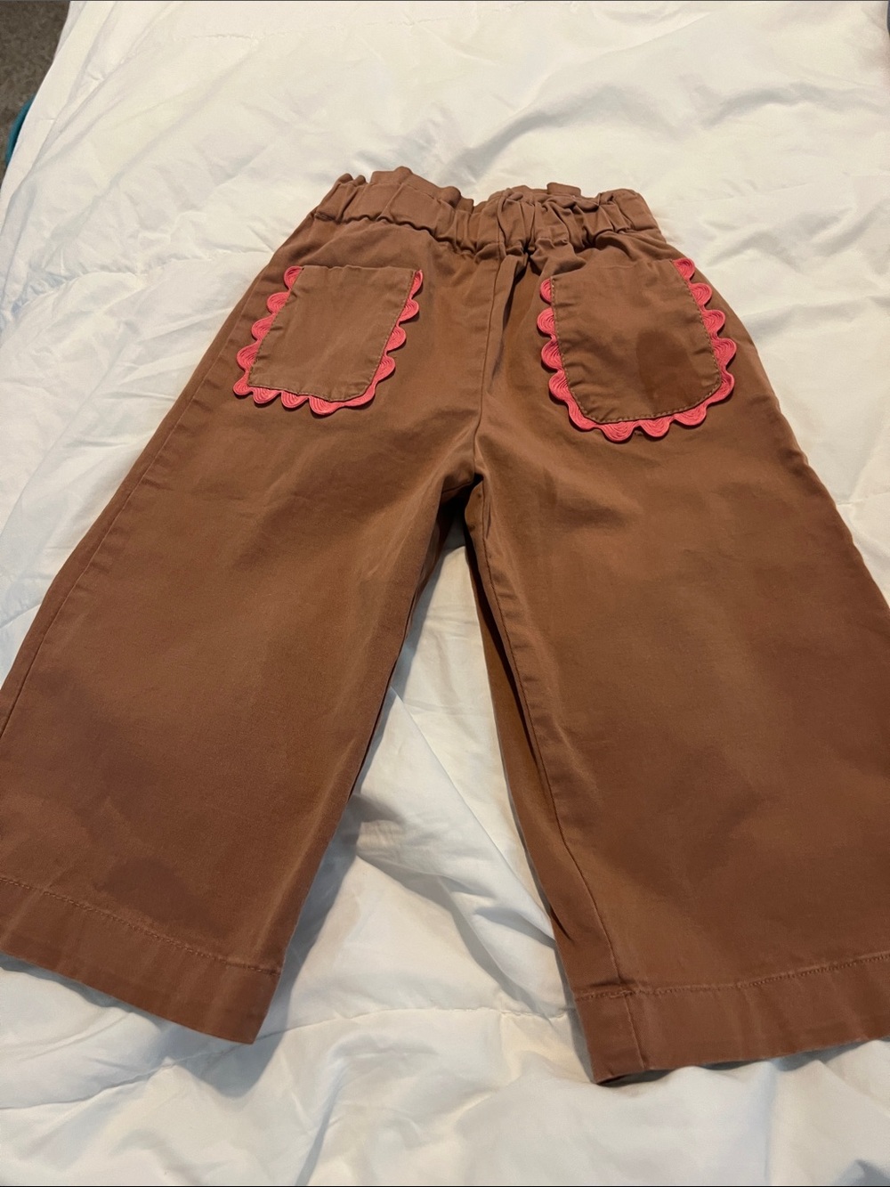 Zara Brown Wide-Leg Bottoms with Pink Trim